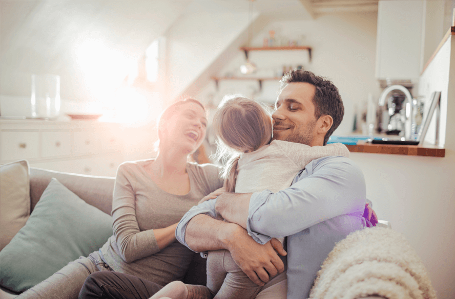 family on couch