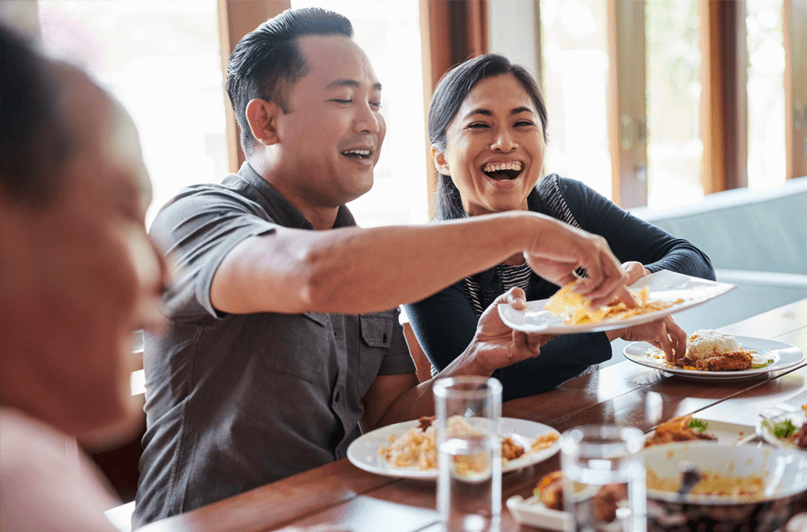 couple enjoying meal