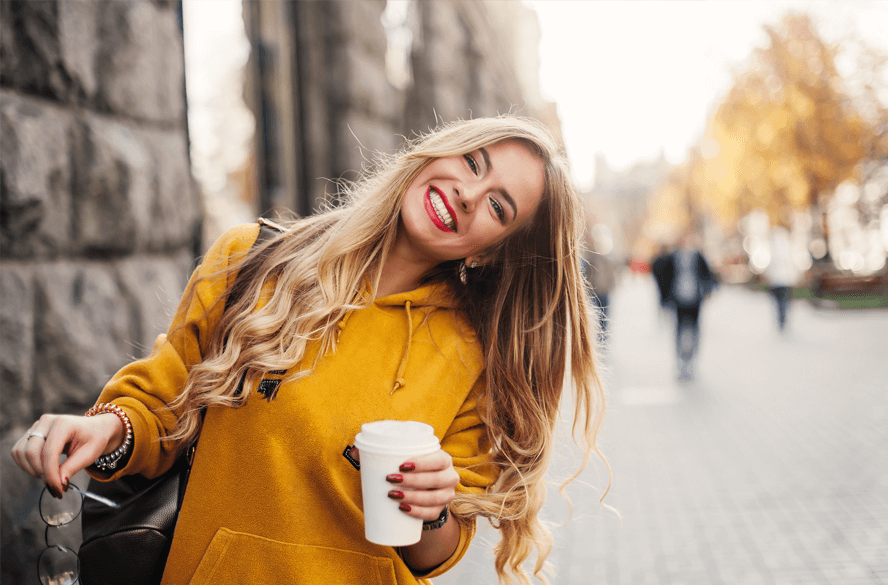 woman drinking coffee