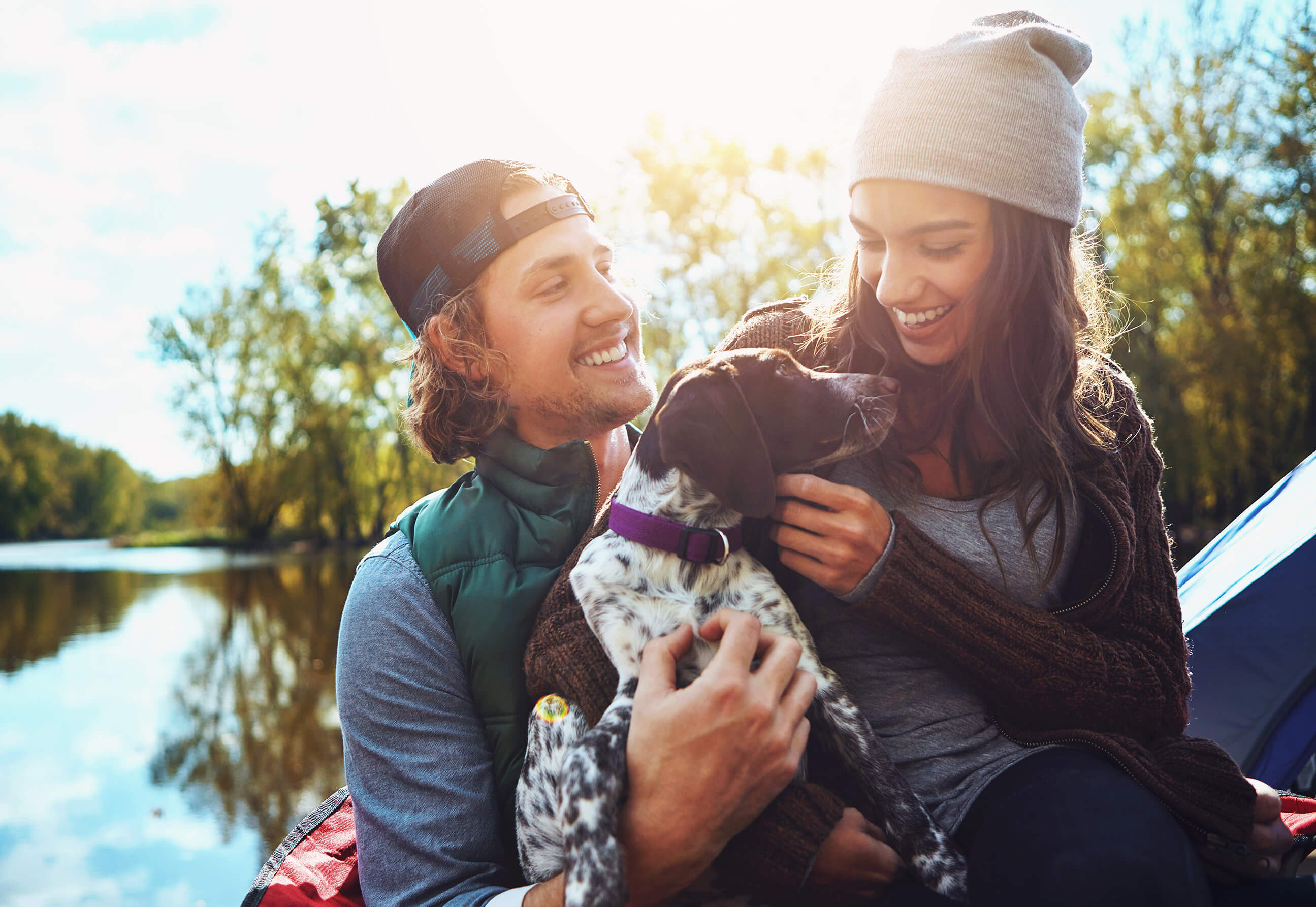 couple with dog